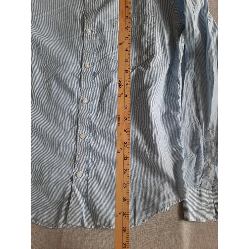 J.Crew Light Weight Shirt Mens Large Slim Fit Striped Blue Long Sleeve Cotton